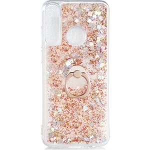 Huawei Y6P Kılıf Milce Sulu Yüzüklü Silikon Arka Kapak Gold
