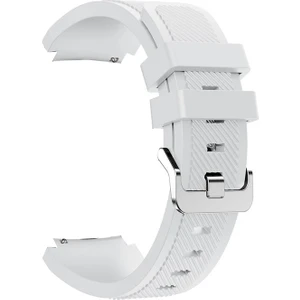 Oppo Watch 46mm Kordon Silikon Çizgili Silikon Kancalı Beyaz