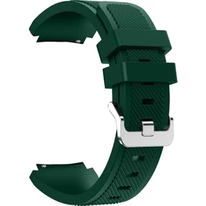 Oppo Watch 46mm Kordon Silikon Çizgili Silikon Kancalı Koyu Yeşil