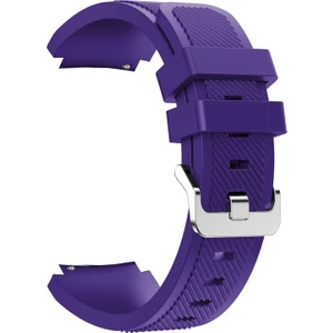 Oppo Watch 46mm Kordon Silikon Çizgili Silikon Kancalı Mor