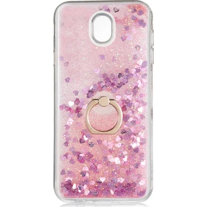 Samsung Galaxy J7 Pro Kılıf Milce Sulu Yüzüklü Silikon Arka Kapak Pembe