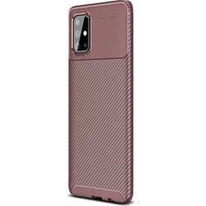 Samsung Galaxy M51 Kılıf Negro Karbon Dizayn Silikon Kahverengi