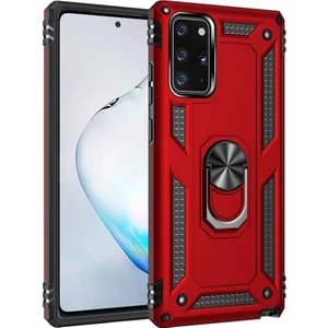 Samsung Galaxy S20 FE Kılıf Tank Koruma Vega Standlı Yüzüklü Mıknatıslı Kırmızı