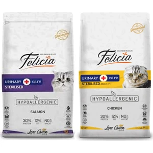 Adult Cat Light & Sterilised Somonlu Kısır Yetişkin Kedi Maması 2 kg + Felicia Az Tahıllı Tavuklu Hypoallergenic Sterilised Kısır Yetişkin Kedi Maması 2 kg