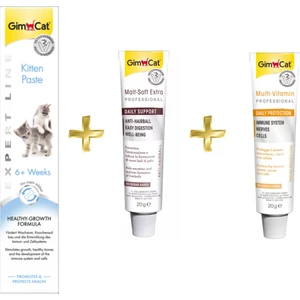 Kitten Paste Kalsiyum 50 gr + Gimcat Anti-Hairball Malt 20 gr + Gimcat Multivitamin Paste 20 gr ARDA007