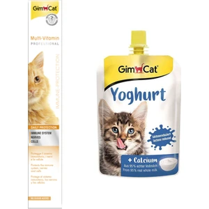 Multi Vitamin Paste Kedi Macunu 100 gr + Gimcat Yoghurt Kalsiyum Kedi Pudingi 150 gr