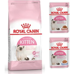 Royal Canin Kitten Yavru Kedi Kuru Maması 2kg + Royal Canin 2 Adet Kitten Pouch Yaş Mama 85 gr
