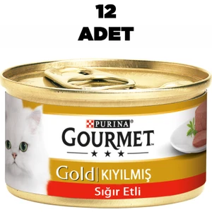 Gold 12 Adet Kıyılmış Sığır Etli Kedi Konservesi 85 gr