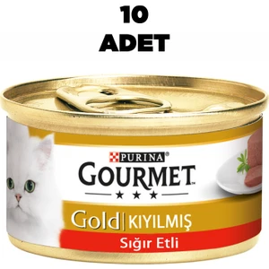 Gold 10 Adet Kıyılmış Sığır Etli Kedi Konservesi 85 gr