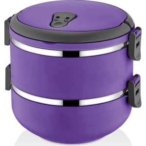 Yeni Renk Mor 2 Katlı  Yemek Termosu Sefer Tası 1,5 lt