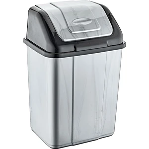 Polytime Magnum Sallanır Kapak Klink Ofis, Banyo, Mutfak Plastik Çöp Kutusu Kovası - 20 Litre - Gri - 47x30x23 Cm.