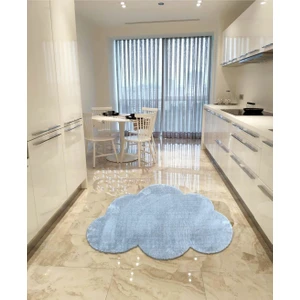Balat Halı Dekoratif Açık Gri Peluş Yumuşak Bulut Desen Halı
