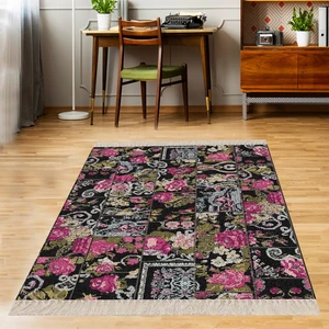 Bona Fortuna Patchwork Gül Desenli Dijital Baskı Yıkanabilir Kaymaz Taban Modern Salon Halı
