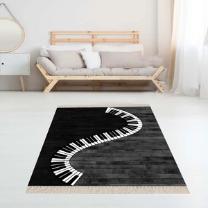 Bona Fortuna Piyano Desenli Halı Dijital Baskı Yıkanabilir Kaymaz Taban Modern Salon Halısı