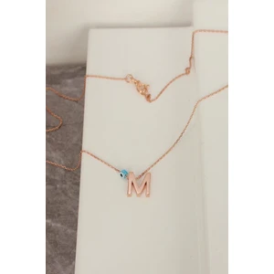 In Love M Harfli Kolye Harf Gümüş Kolye Inlove Gümüş Rose Renk Kolye