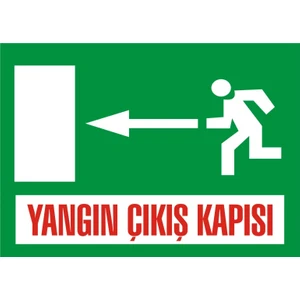 İzmir Serigrafi Yangın Çıkış Kapısı sol (Kendinden Yapışkanlı Etiket) 17,5 x 25 cm