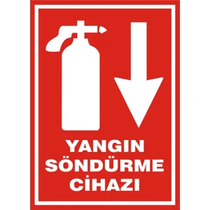 İzmir Serigrafi Yangın Söndürme Cihazı Aşağı Ok 2.6 mm PVC Uyarı Levhası 25 x 35 cm