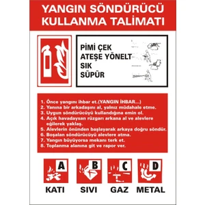 İzmir Serigrafi Yangın Söndürücü Kullanma Talimatı (Kendinden Yapışkanlı Etiket) 17,5 x 25 cm
