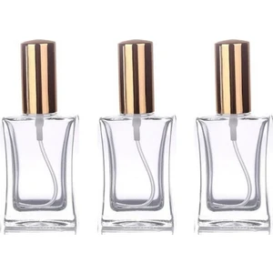 Cam Sprey Kolonya Parfüm 50 ml Valfli Boş Şişe Altın Renkli Kapak 3 Adet