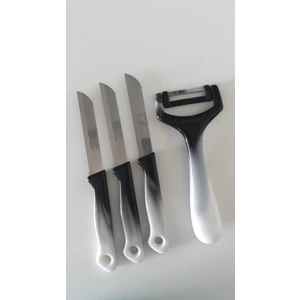 3 Adet Ebruli Siyah Meyve Bıçağı ve 1 Adet Düz Soyacak Seti