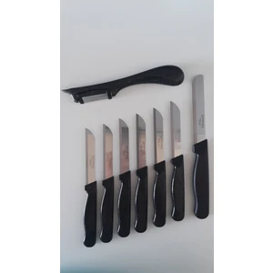 6 Adet Simli Siyah Meyve Bıçağı 1 Adet Topuz Saplı Yan Soyacak ve 1 Adet Mikro Tırtıklı Doğrama Bıçağı Seti