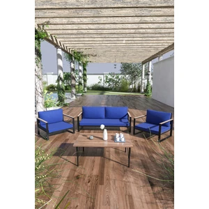 Evdemo Kobalt Bahçe Balkon Mobilyası Sehpalı 2+1+1 Mavi