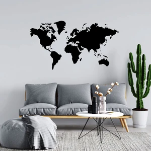 New Jargon Dünya Haritası Duvar Oda Salon İş Yeri İçin Sticker 100x55cm - Siyah
