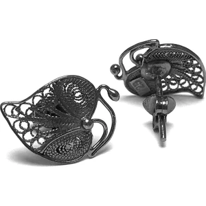 Midyat Nurtaş Gümüş Çilek Model Oksitli Telkari Gümüş Küpe