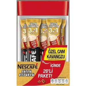 Nescafe 3'ü 1 Arada  Sütlü Köpüklü Cam Kavanoz 20'li