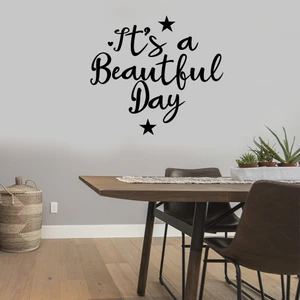 New Jargon El Yazısı İle Yazılmış It's A Beautıful Day Yazısı Sticker 60x53cm - Siyah