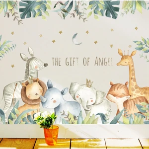 Crystal Kids Bebek ve Çocuk Odası Dekorasyonu Sulu Boya Sevimli Hayvanlar Duvar Çıkartması Sticker