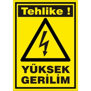 İzmir Serigrafi Tehlike Yüksek Gerilim (Kendinden Yapışkanlı Etiket) 17,5 x 25 cm