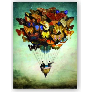Caka Tablo   Ahşap Tablo Kelebekli Uçan Balon