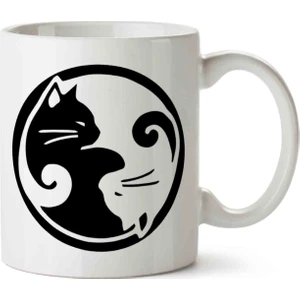 Art Hediye Ying Yang Kedi Kupa Bardak