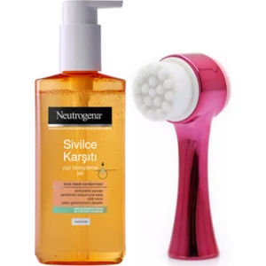 Kırmızı Cilt Temizleme Fırçası ve Neutrogena Yüz Yıkama Jeli 200ML