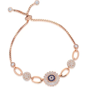 925 Ayar Asansörlü Baget Taşlı Nazar Bileklik Kadın Gümüş Bileklik