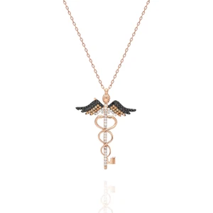 925 Ayar Anahtar Tıp Sembolü Kolye Kadın Gümüş Kolye