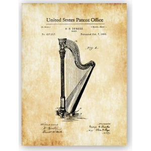 Caka Tablo   Ahşap Tablo Arp Patent 1890 Müzik