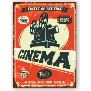 Caka Tablo   Ahşap Tablo Sinema Reklamı Retro Tablo