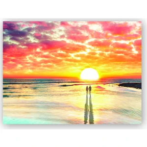 Caka Tablo   Ahşap Tablo Gün Batımı Çiftler Elele