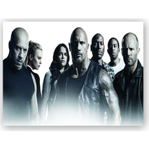 Caka Tablo   Ahşap Tablo Dwayne Johnson Jason Statham Michelle Rodriguez
