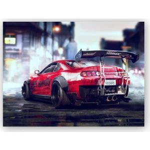Caka Tablo   Ahşap Tablo Kırmızı Toyota Supra