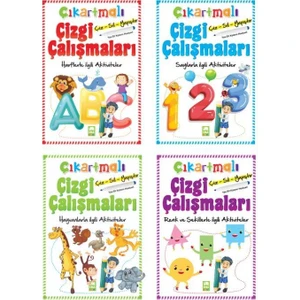 Çıkartmalı Çizgi Çalışmaları Seti 4 Kitap Çiz Sil Yapıştır