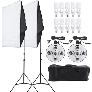 60X80Cm 5 Duylu Softbox Sürekli Işık İkili Set 2M Işık Ayak Stand