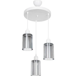 Aksel 3'lü Avize Füme Optik Camlı Beyaz