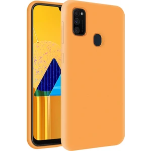 Samsung M21 Kapak Içi Kadife Soft Logosuz Lansman Silikon Kılıf - Turuncu
