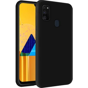 Samsung M21 Kapak Içi Kadife Soft Logosuz Lansman Silikon Kılıf - Siyah