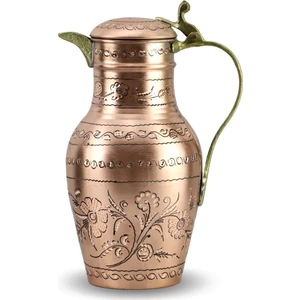 Sonay Bakırcılık Gül Çiçek Eskitme Debbe Bakır Sürahi