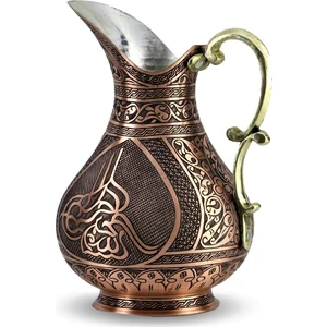 Sonay Bakırcılık Sultan Tuğralı Eskitme Keski Osmanlı Bakır Sürahi