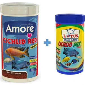 Cichlid Red 1000 ml + Lotus Cichlid Mix 250 ml Malawi Balık Yemi